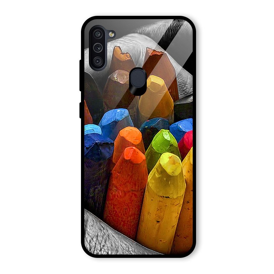 Crayons Beautiful Glass Back Case for Galaxy M11
