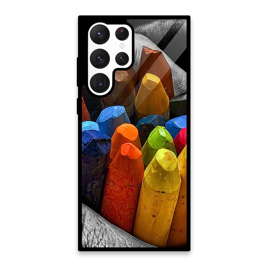 Crayons Beautiful Glass Back Case for Galaxy S22 Ultra 5G