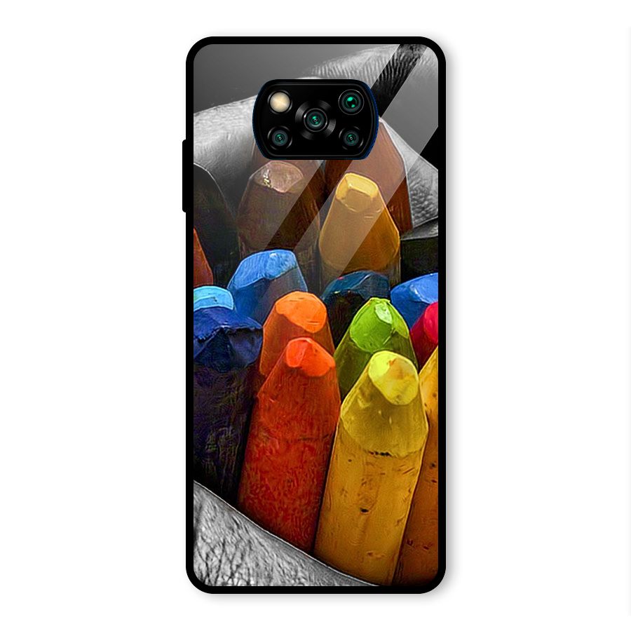 Crayons Beautiful Glass Back Case for Poco X3 Pro