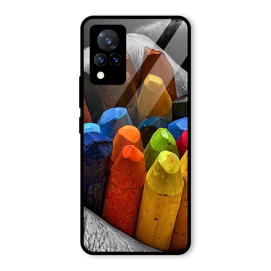 Crayons Beautiful Glass Back Case for Vivo V21 5G