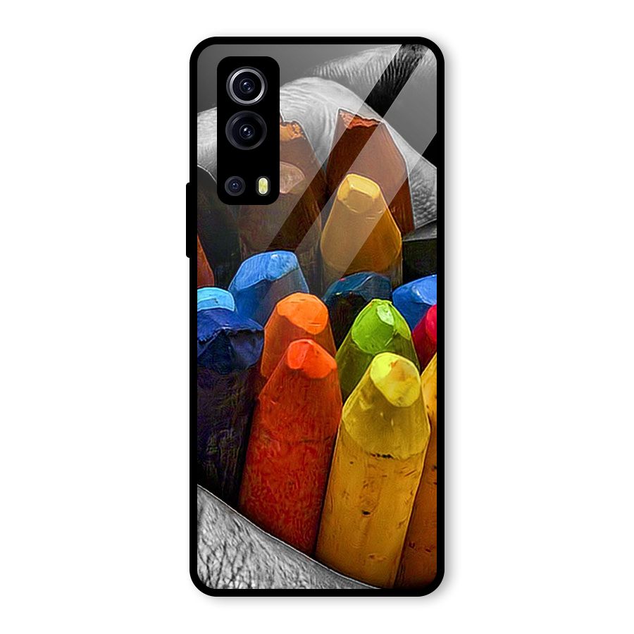 Crayons Beautiful Glass Back Case for Vivo iQOO Z3