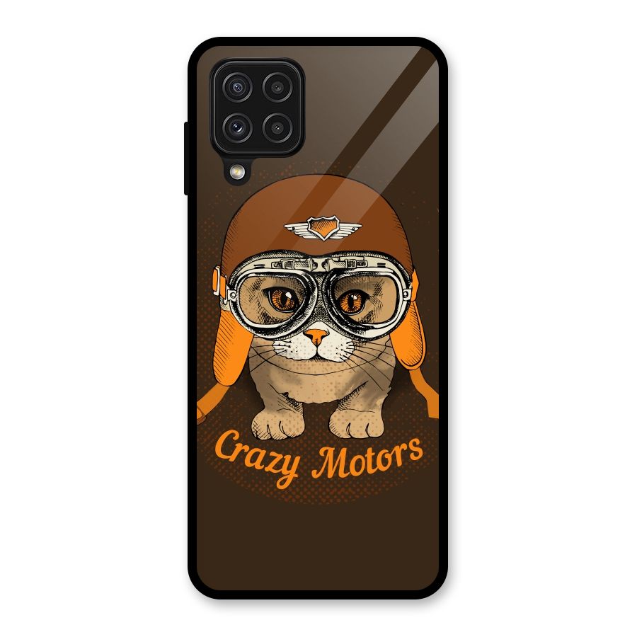 Crazy cat Glass Back Case for Galaxy A22 4G