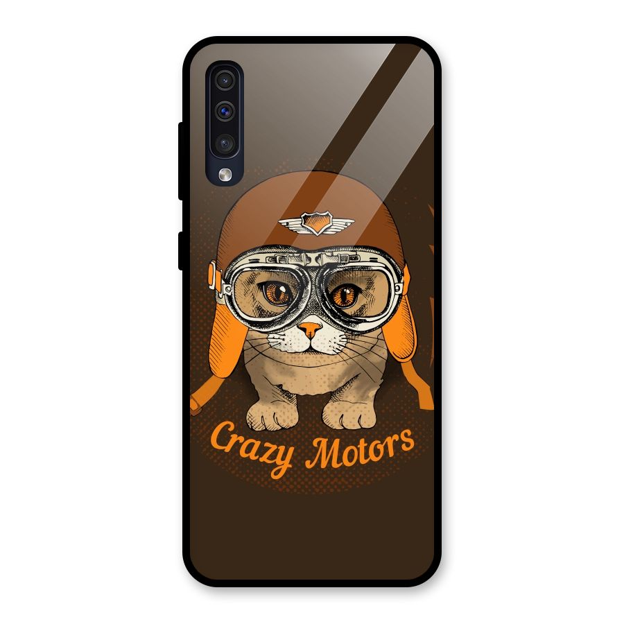 Crazy cat Glass Back Case for Galaxy A50