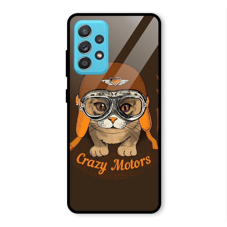 Crazy cat Glass Back Case for Galaxy A52