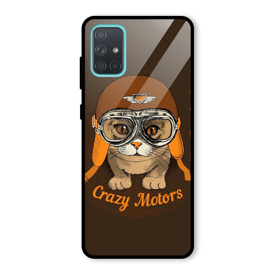 Crazy cat Glass Back Case for Galaxy A71