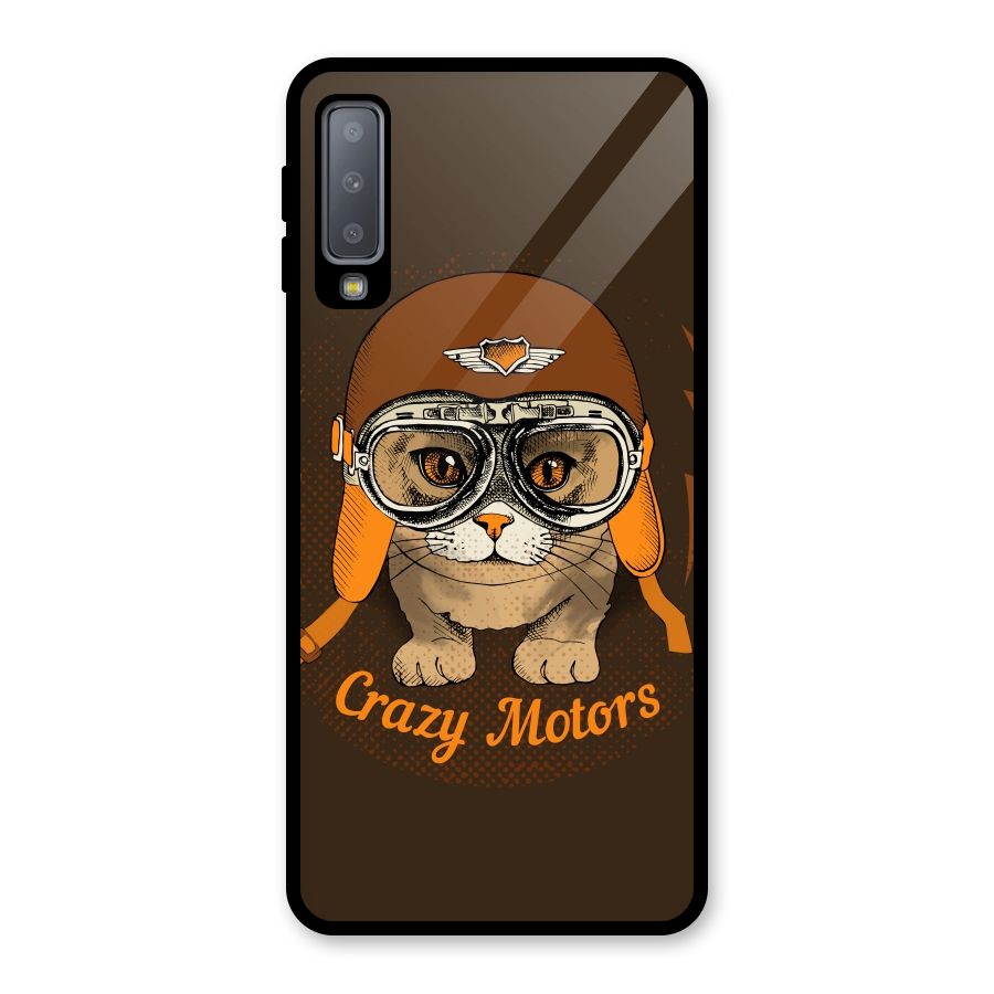 Crazy cat Glass Back Case for Galaxy A7 (2018)
