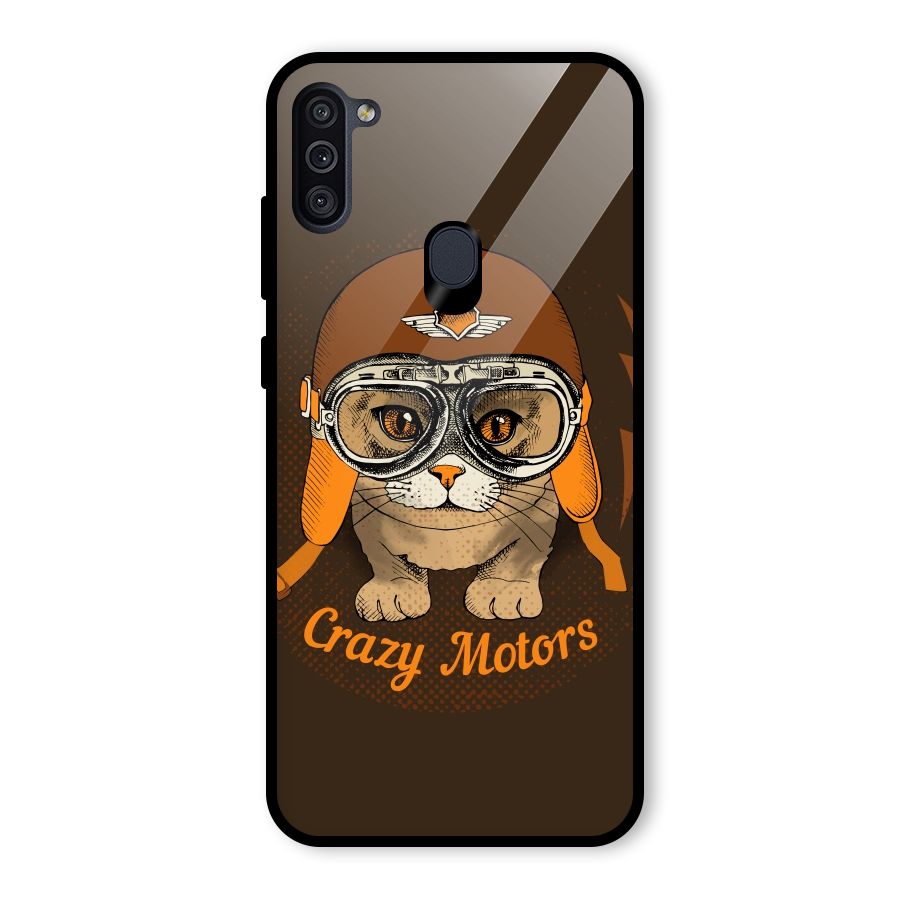 Crazy cat Glass Back Case for Galaxy M11