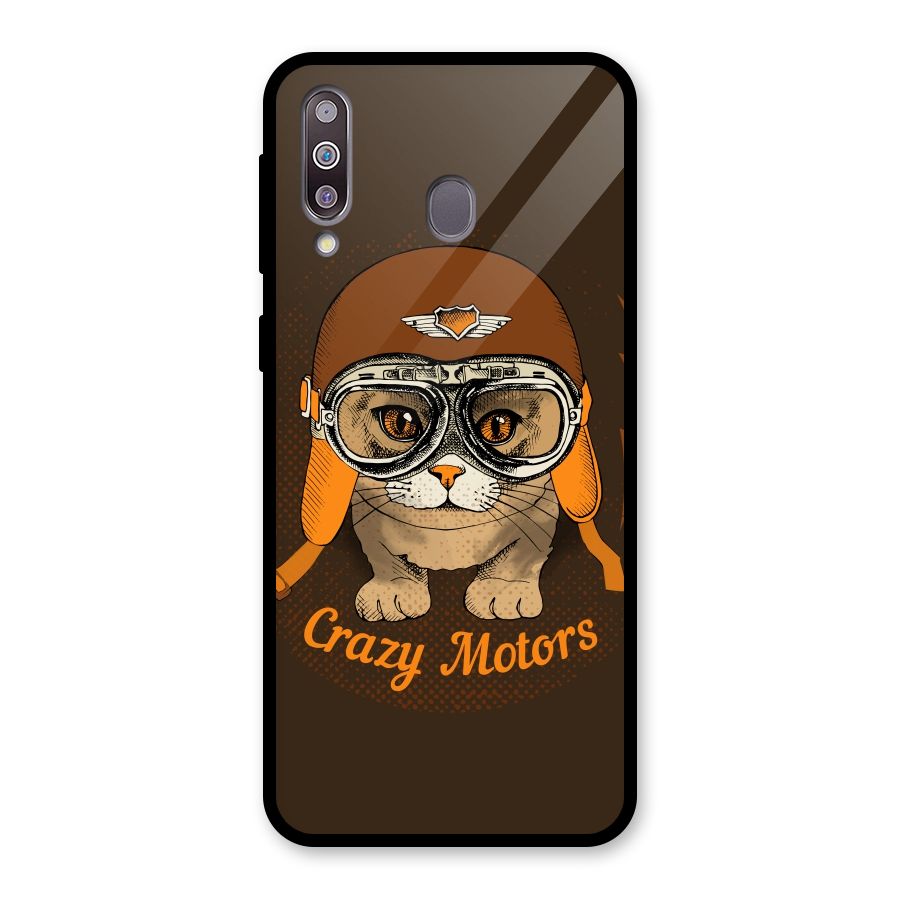 Crazy cat Glass Back Case for Galaxy M30