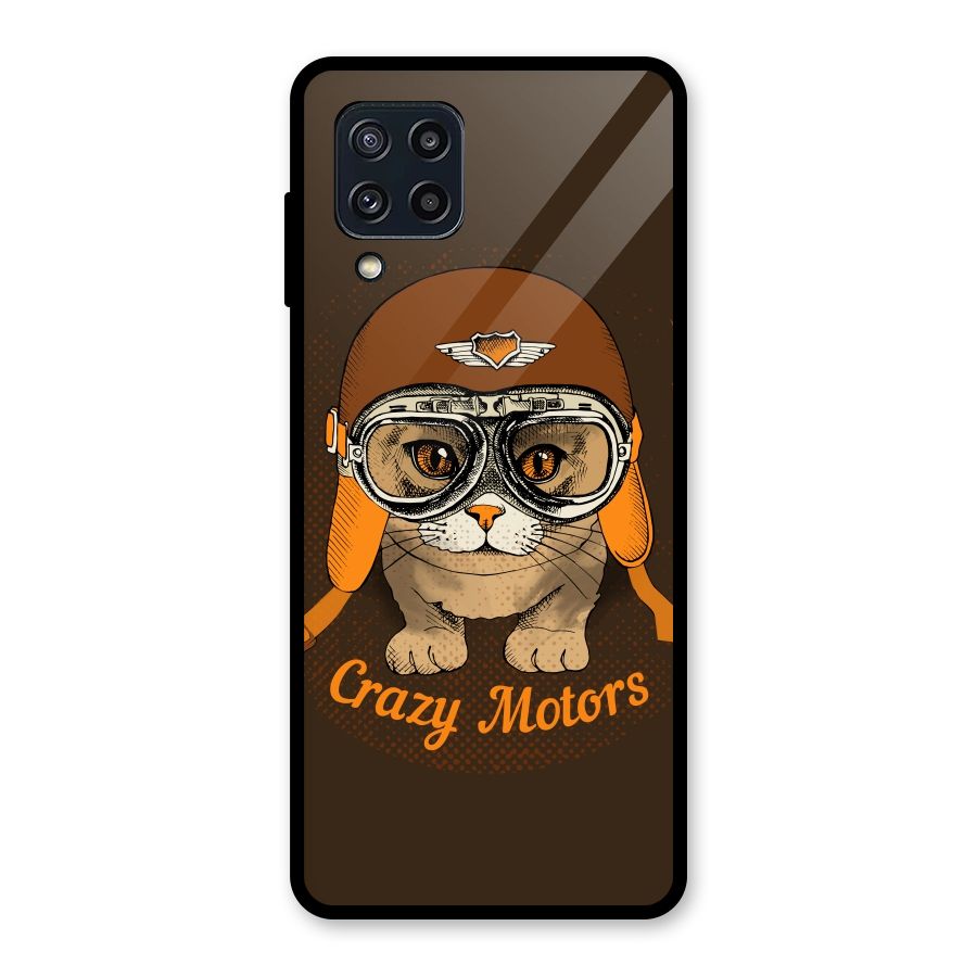 Crazy cat Glass Back Case for Galaxy M32