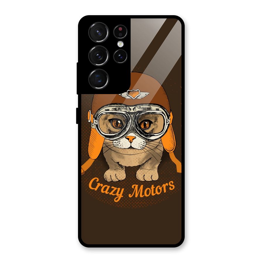Crazy cat Glass Back Case for Galaxy S21 Ultra 5G
