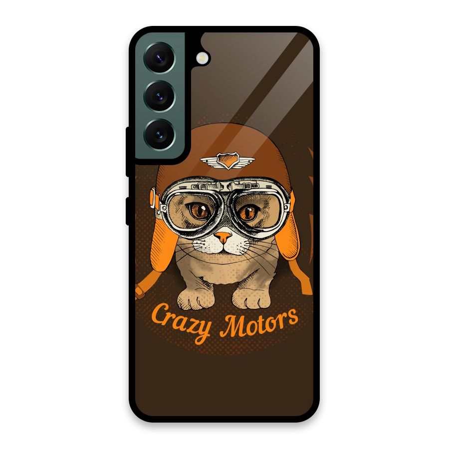 Crazy cat Glass Back Case for Galaxy S22 5G