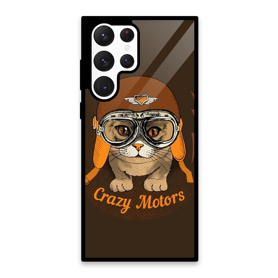 Crazy cat Glass Back Case for Galaxy S22 Ultra 5G