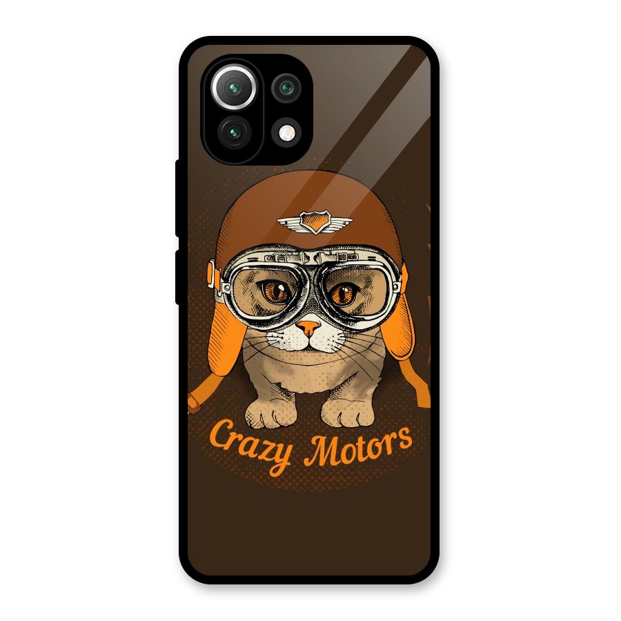 Crazy cat Glass Back Case for Mi 11 Lite