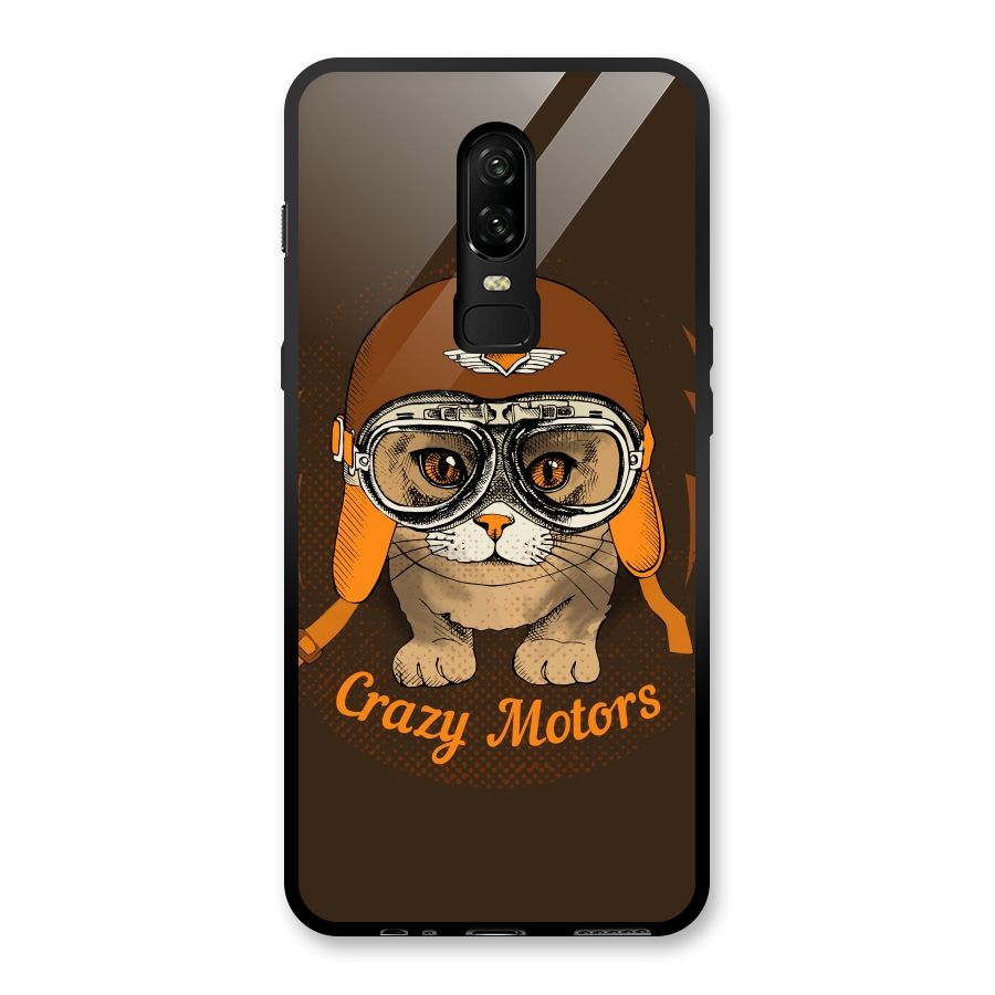 Crazy cat Glass Back Case for OnePlus 6
