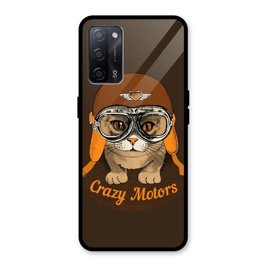 Crazy cat Glass Back Case for Oppo A53s 5G