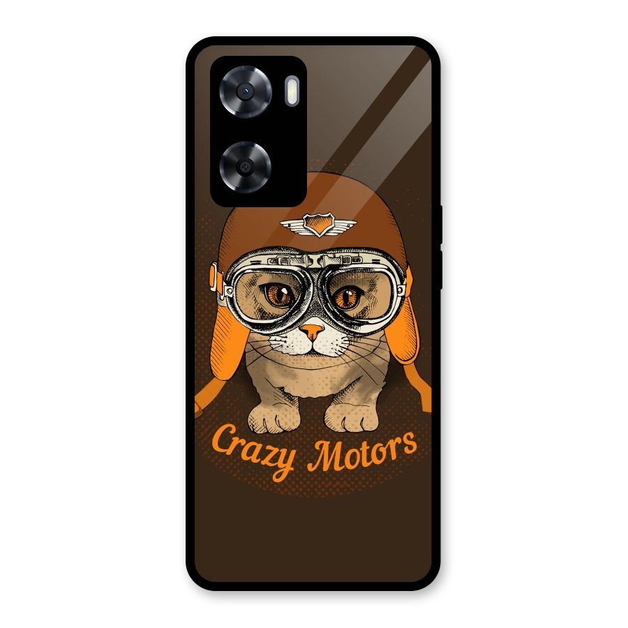 Crazy cat Glass Back Case for Oppo A57 2022