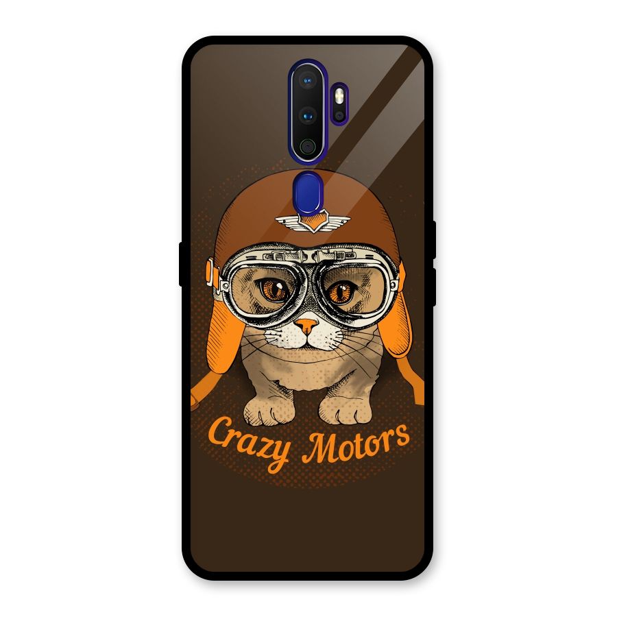 Crazy cat Glass Back Case for Oppo A9 (2020)