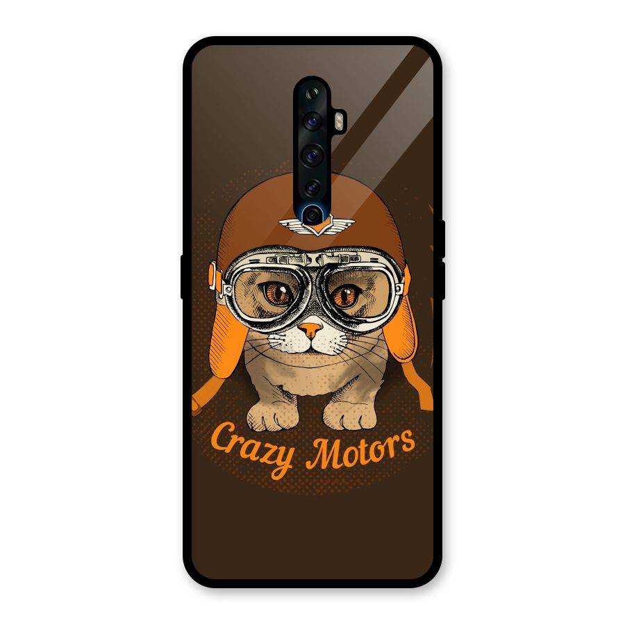Crazy cat Glass Back Case for Oppo Reno2 F