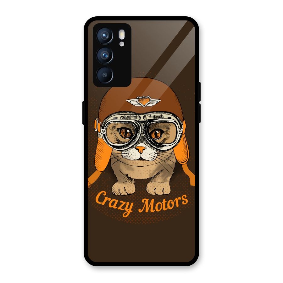 Crazy cat Glass Back Case for Oppo Reno6 5G