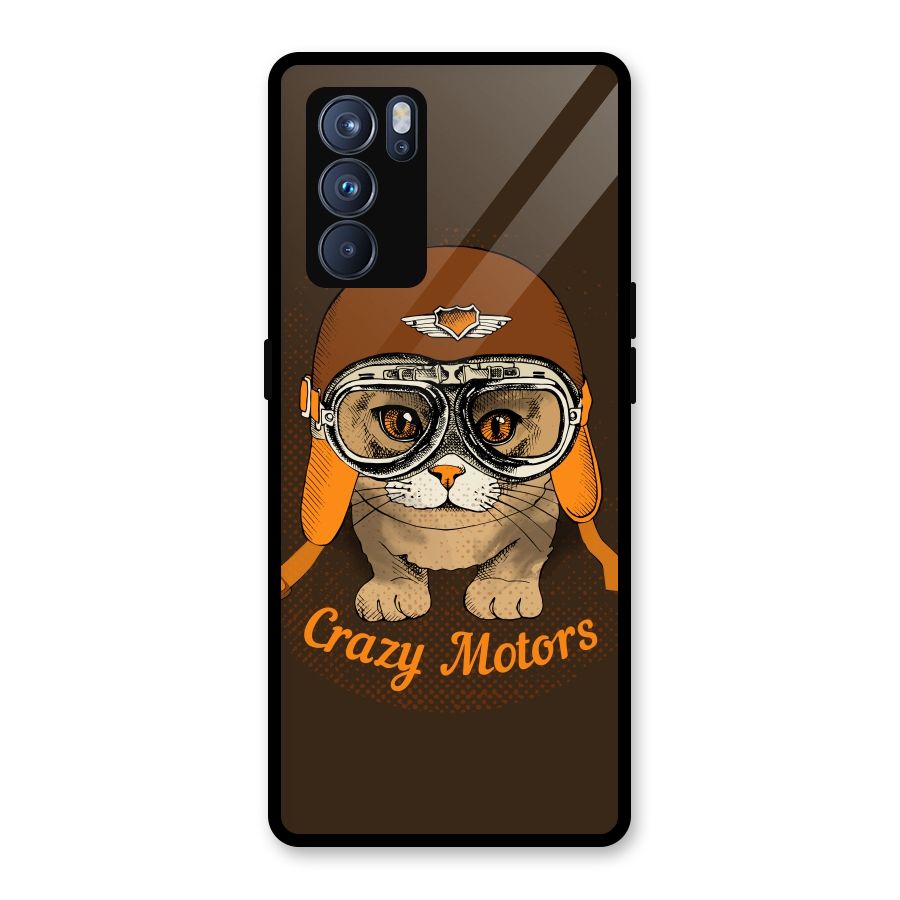 Crazy cat Glass Back Case for Oppo Reno6 Pro 5G