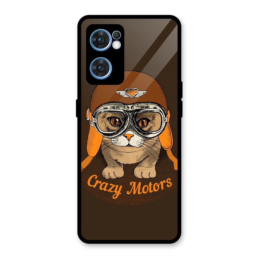 Crazy cat Glass Back Case for Oppo Reno7 5G