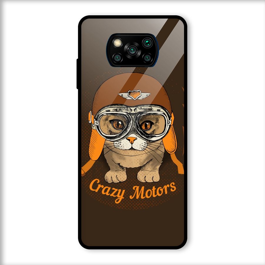 Crazy cat Glass Back Case for Poco X3