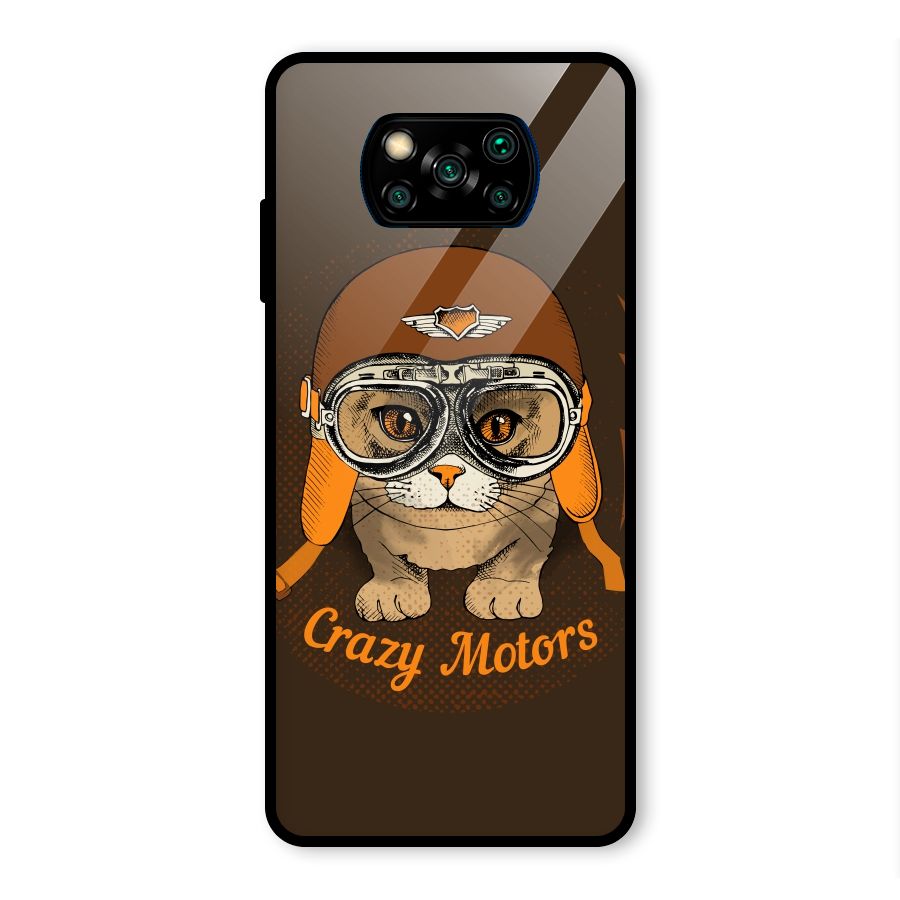 Crazy cat Glass Back Case for Poco X3 Pro