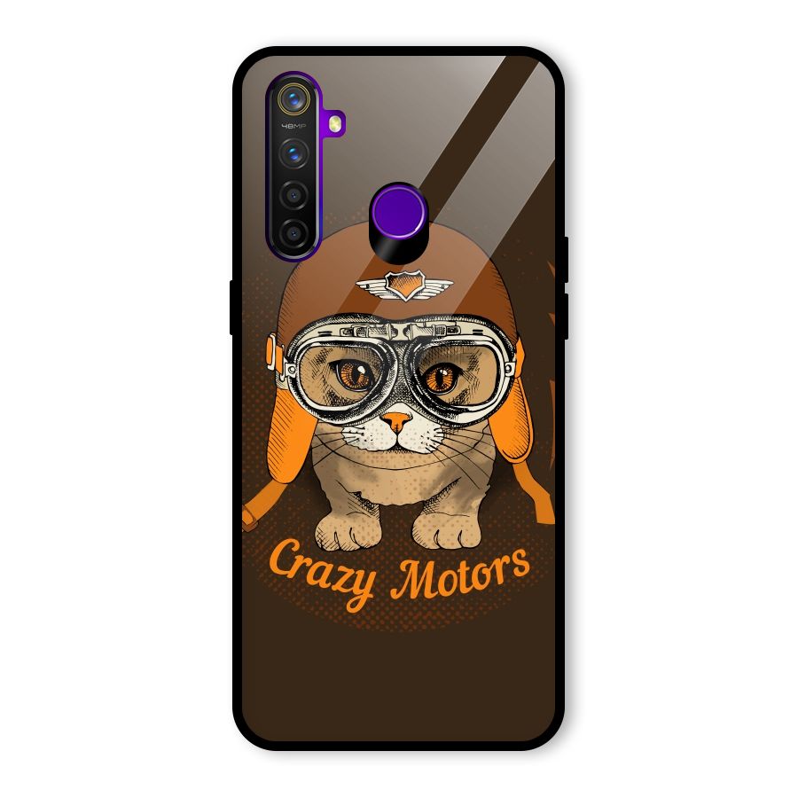 Crazy cat Glass Back Case for Realme 5 Pro