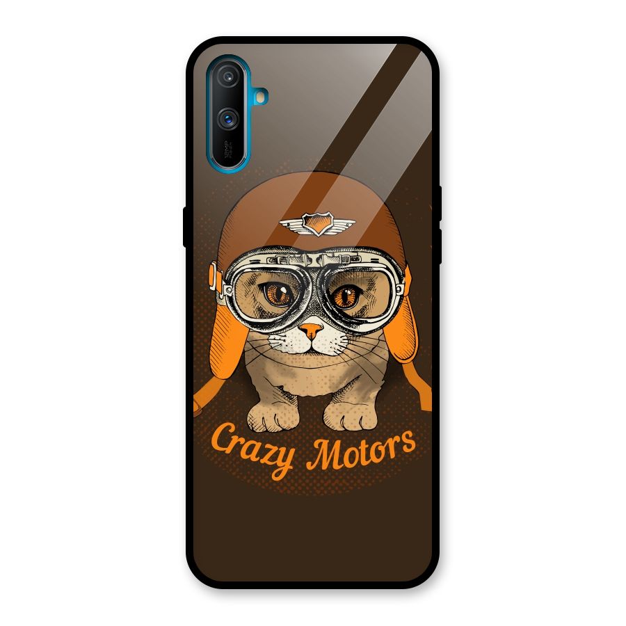 Crazy cat Glass Back Case for Realme C3