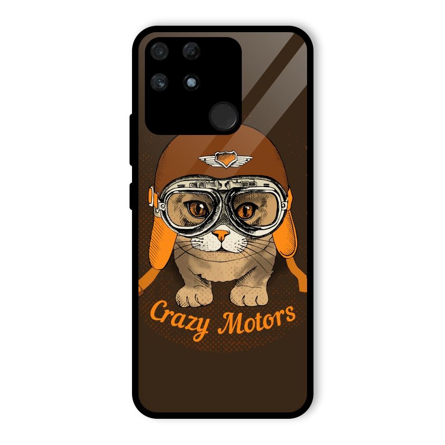 Crazy cat Glass Back Case for Realme Narzo 50A