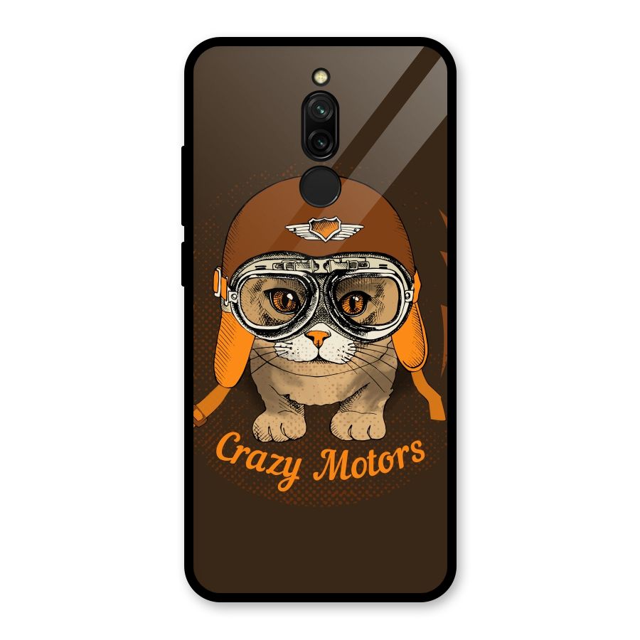 Crazy cat Glass Back Case for Redmi 8