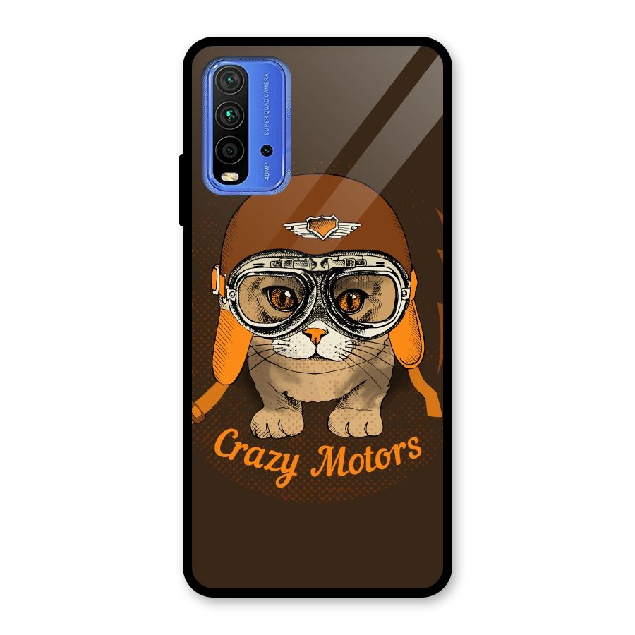 Crazy cat Glass Back Case for Redmi 9 Power