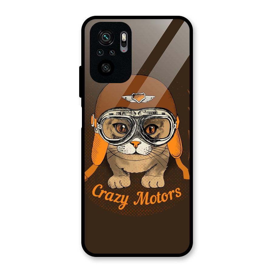 Crazy cat Glass Back Case for Redmi Note 10S
