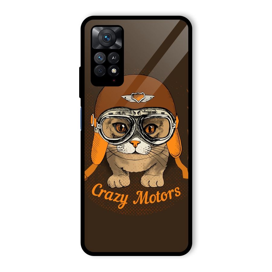 Crazy cat Glass Back Case for Redmi Note 11 Pro