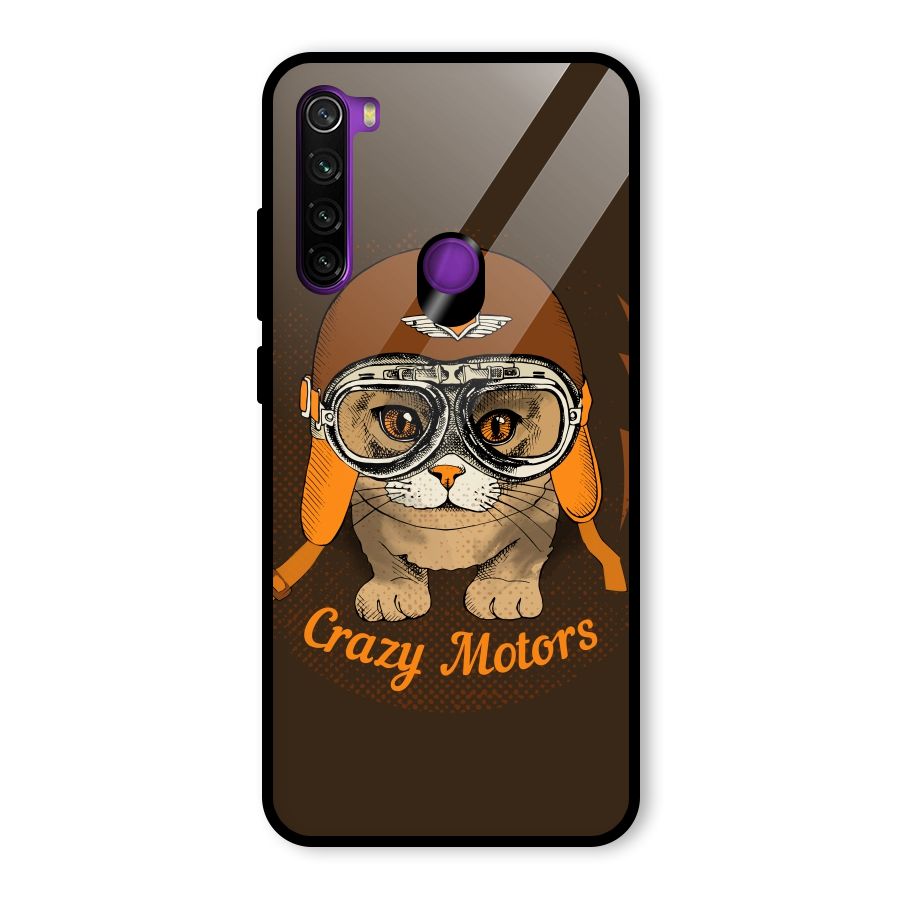Crazy cat Glass Back Case for Redmi Note 8