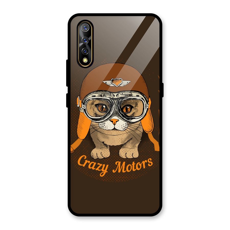 Crazy cat Glass Back Case for Vivo S1