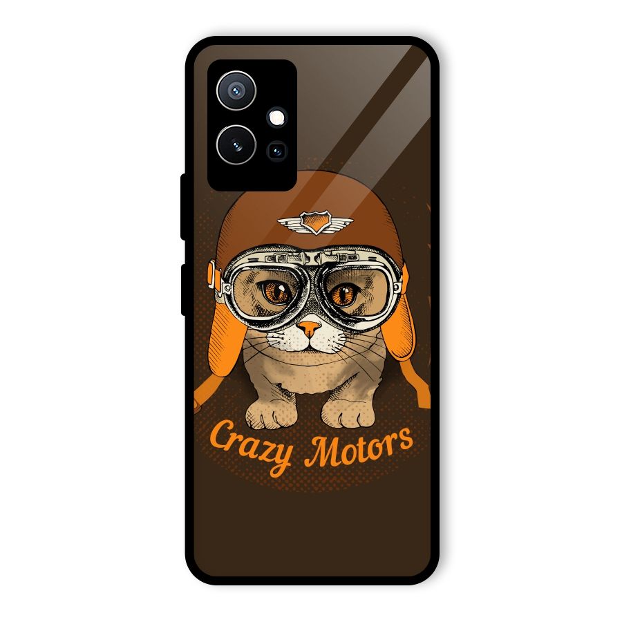 Crazy cat Glass Back Case for Vivo T1 5G