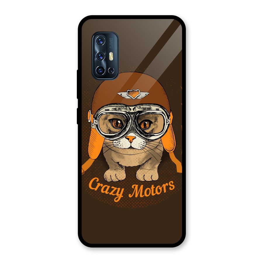 Crazy cat Glass Back Case for Vivo V17