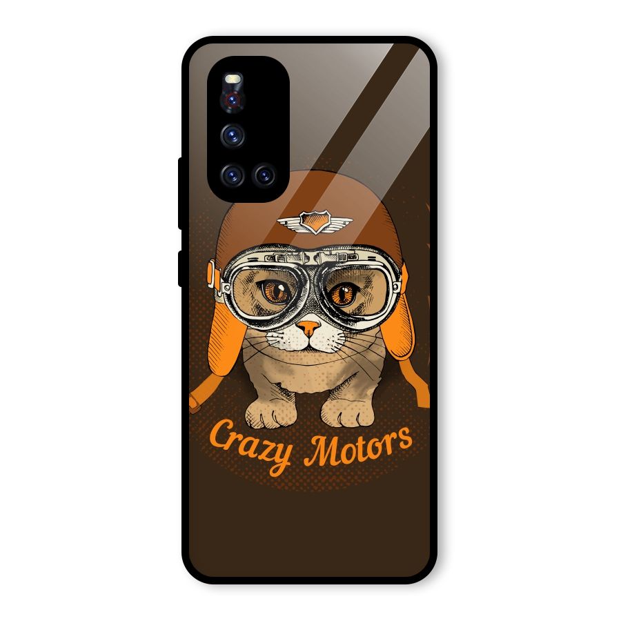 Crazy cat Glass Back Case for Vivo V19