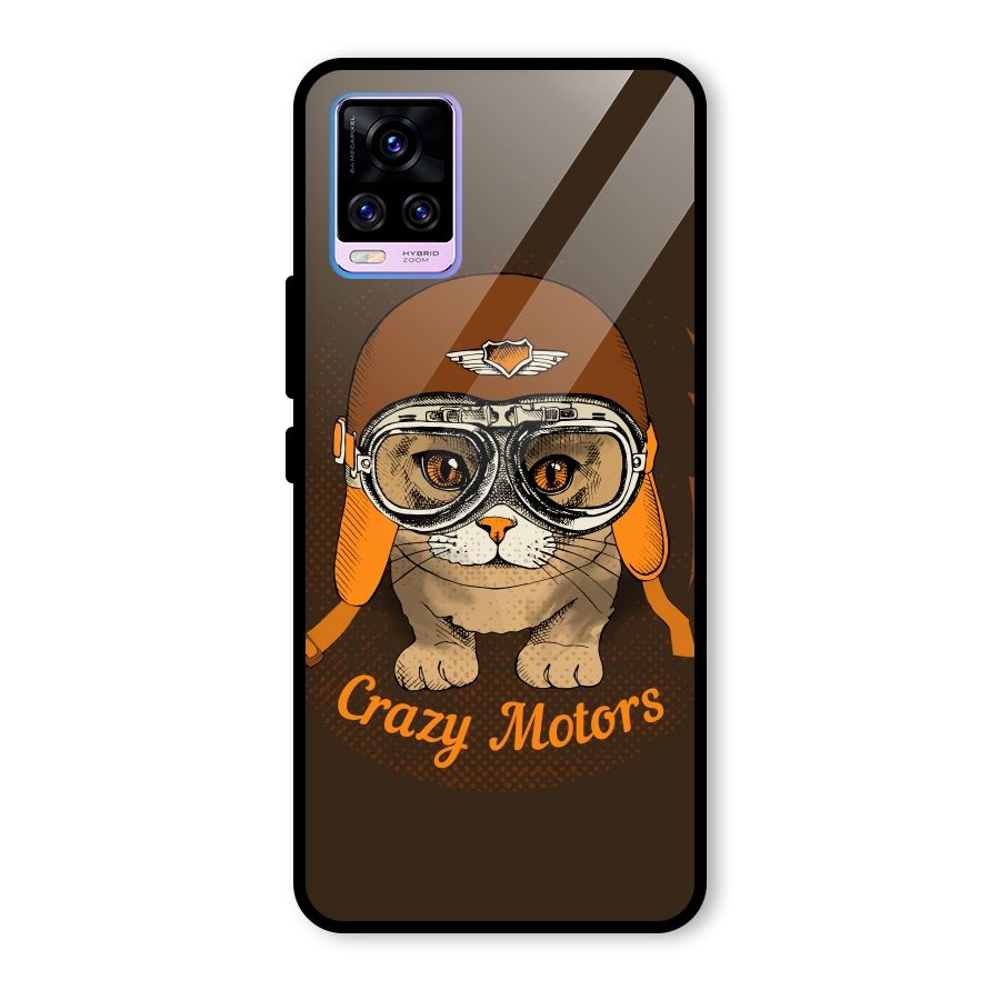 Crazy cat Glass Back Case for Vivo V20 Pro