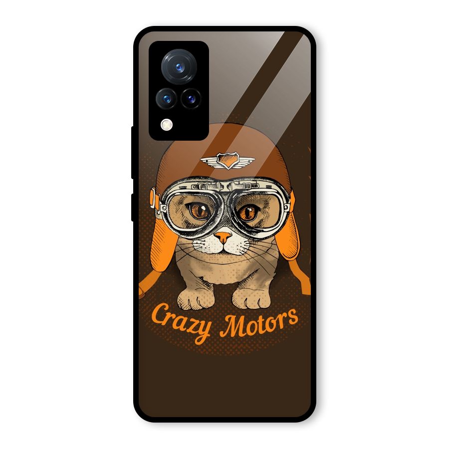 Crazy cat Glass Back Case for Vivo V21 5G