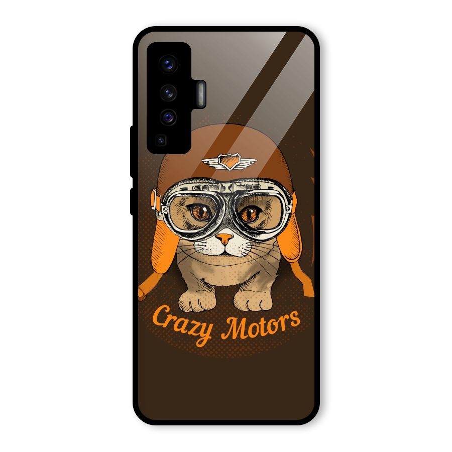 Crazy cat Glass Back Case for Vivo X50