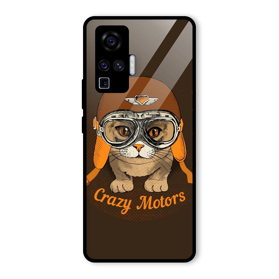 Crazy cat Glass Back Case for Vivo X50 Pro
