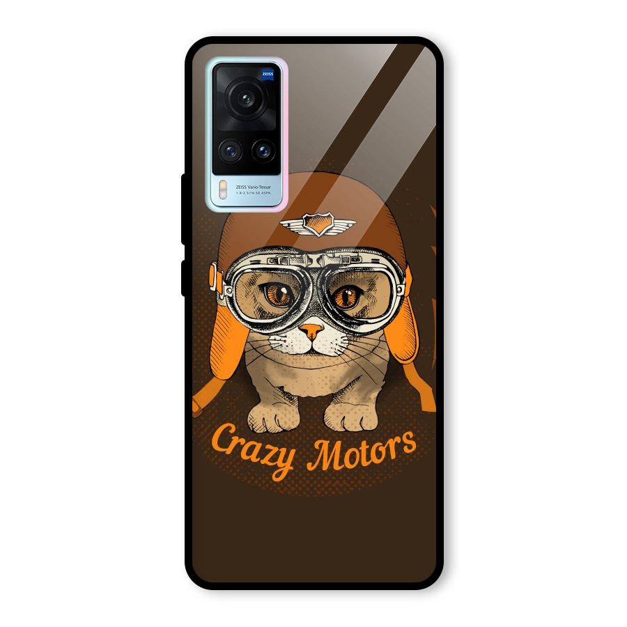 Crazy cat Glass Back Case for Vivo X60
