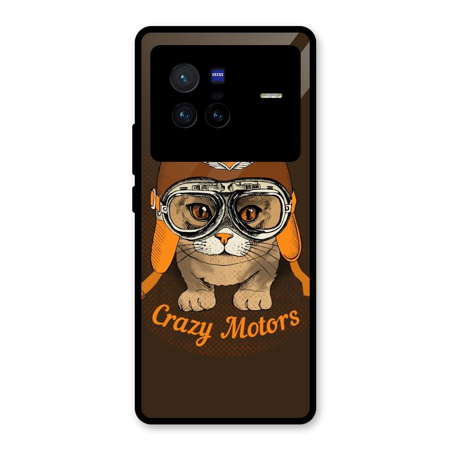Crazy cat Glass Back Case for Vivo X80