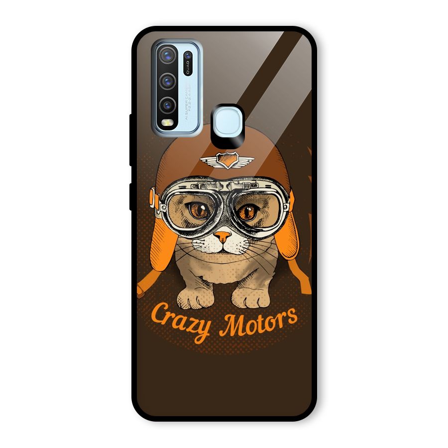 Crazy cat Glass Back Case for Vivo Y50