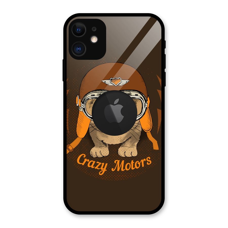 Crazy cat Glass Back Case for iPhone 11 Logo Cut