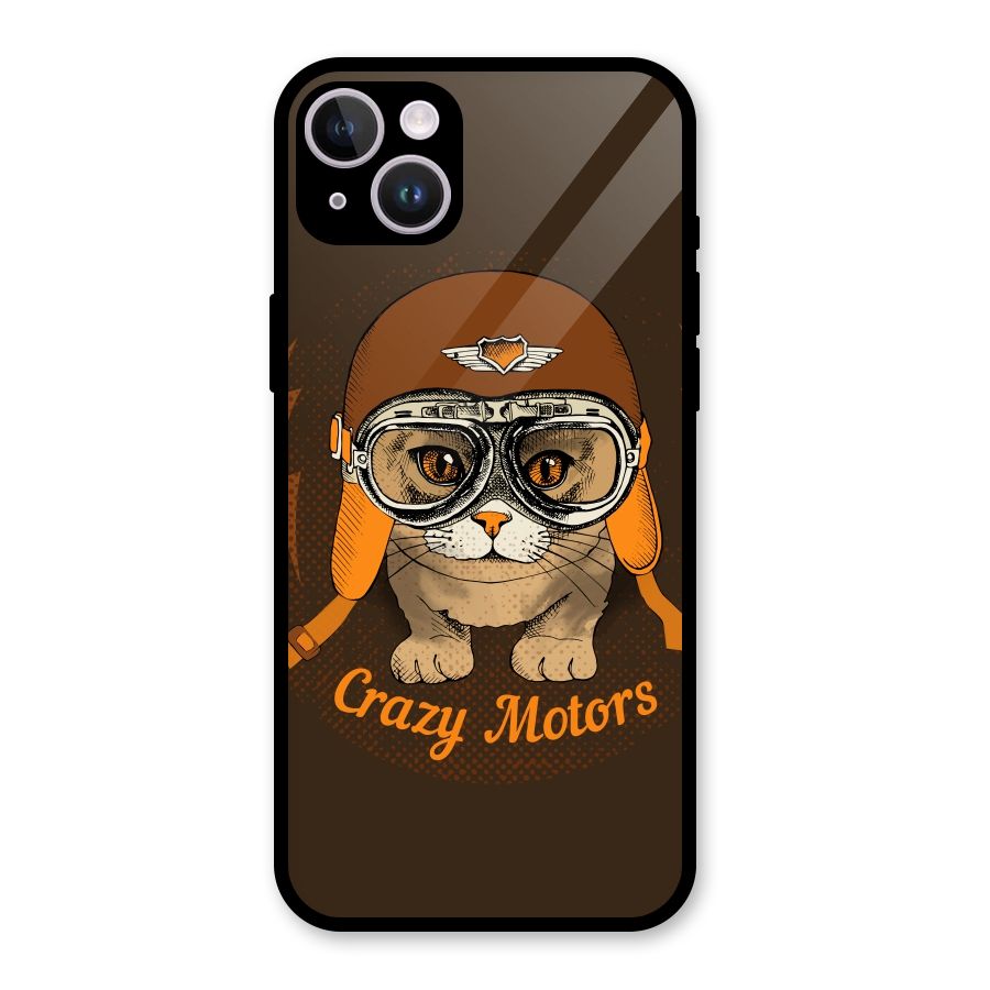 Crazy cat Glass Back Case for iPhone 14 Plus