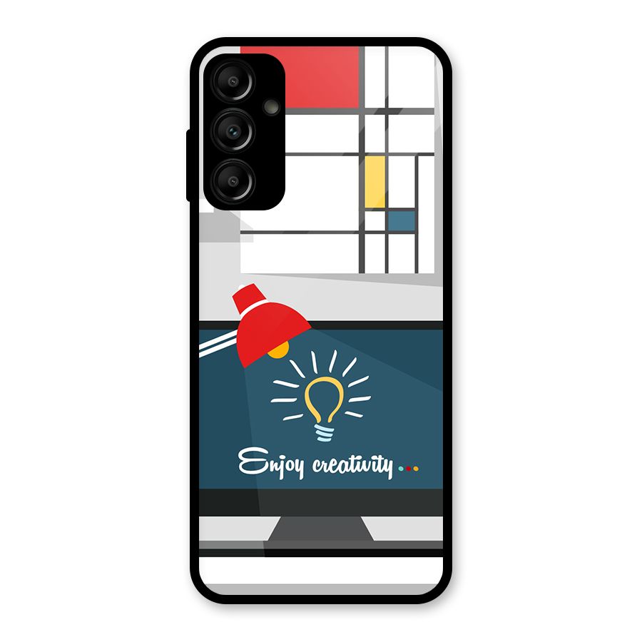 Creative Workspace Design Glass Back Case for Galaxy A14 5G