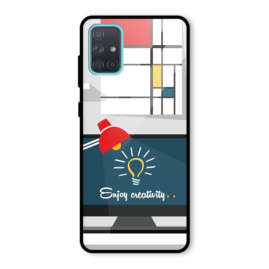 Creative Workspace Design Glass Back Case for Galaxy A71